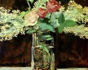 Stilleben, Flieder und Rosen - 爱德华·马奈